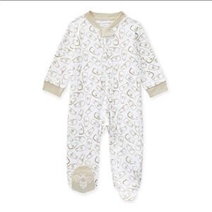 Burt's Bees Baby Organic Cotton Footies - White and Tan